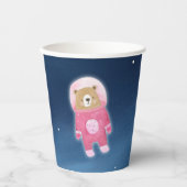 Pink Space Bear Astronaut Baby Dusche Pappbecher (Vorderseite)