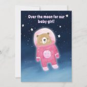 Pink Space Bear Baby Dusche ist ein Mädchen Astron Einladung (Vorderseite)