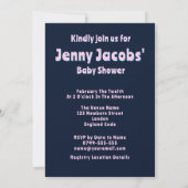 Pink Space Bear Baby Dusche ist ein Mädchen Astron Einladung (Rückseite)