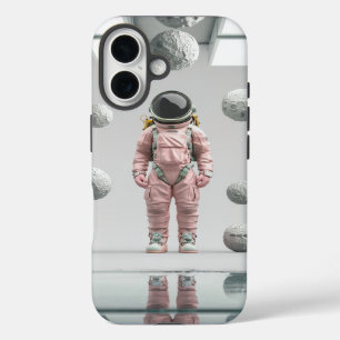 Pink Space Explorer - Cartoon Astronaut iPhone 16 Hülle