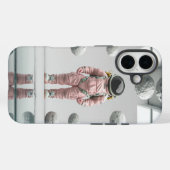 Pink Space Explorer - Cartoon Astronaut Case-Mate iPhone Hülle (Rückseite (Horizontal))