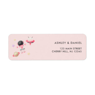 Pink Space Galaxy Geburtstagsrückgabe-Adressetiket