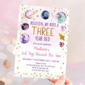 Pink Space Galaxy Girl Dritter Geburtstag Einladung
