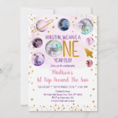 Pink Space Galaxy Girl Einladung (Vorderseite)