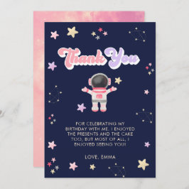 Pink Space Stars Astronaut Geburtstag Danke Karte