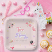 Pink Space Two the Moon Birthday Pappteller (Party)