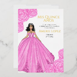 Pink Spanish Quinceanera Folieneinladung