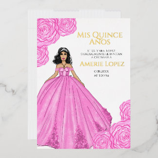 Pink Spanish Quinceanera Folieneinladung