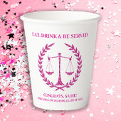 Pink Sparkle Aesthetic Law School Graduation Party Pappbecher
