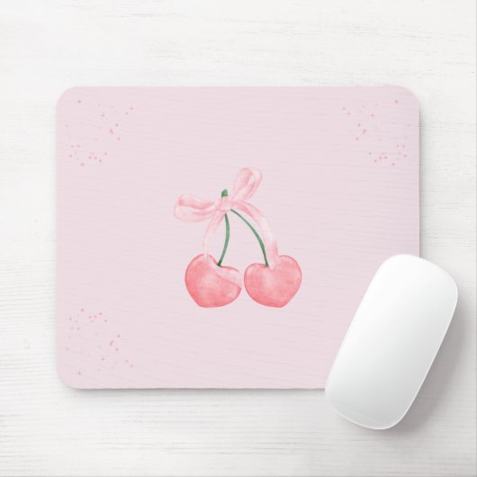 Pink Sparkle Cherry Ribbon Mousepad (Mit Mouse)