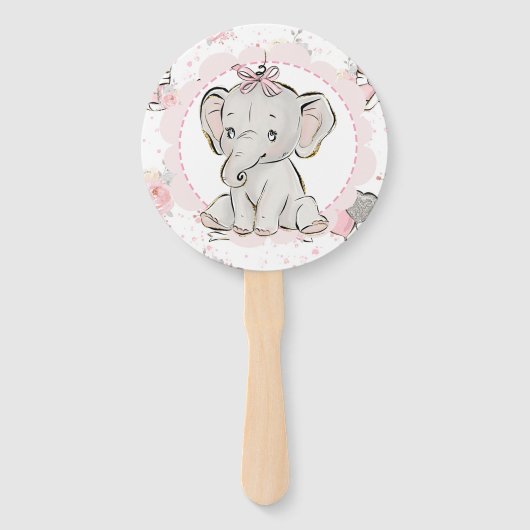 Pink Sparkle Elephant Hand Fans Fächer (Rückseite)