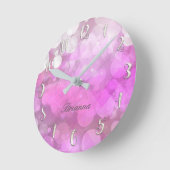 Pink Sparkle Funkelnd Glitzer Bokeh Girly Custom Runde Wanduhr (Winkel)