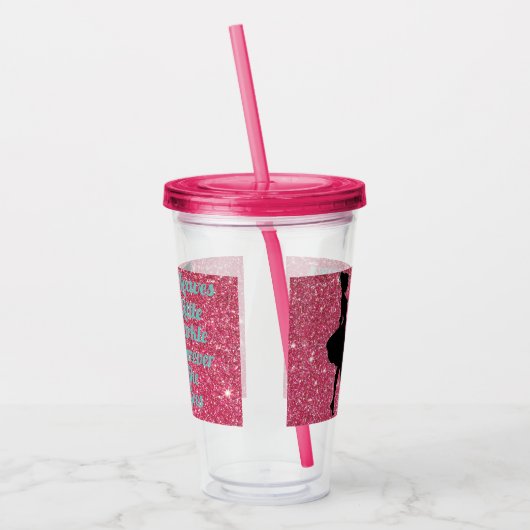 Pink Sparkle Girl's Acrylic Cup mit Stroh Acryltrinkbecher (Links)