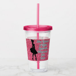 Pink Sparkle Girl's Acrylic Cup mit Stroh Acryltrinkbecher