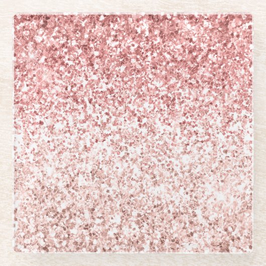 Pink Sparkle Girly Glitzy Glam Glitzer Glasuntersetzer (Vorderseite)