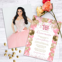 Pink Sparkle Glam Quinceañera Ballon Foto