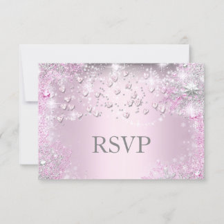 Pink Sparkle Hearts UAWG RSVP Karte