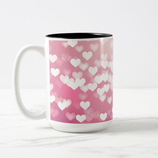 Pink Sparkle Herz Muster Kaffeemaschine Tasse (Links)