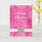 Pink Sparkle Jewele Butterfly Karte (Gelbe Blume)