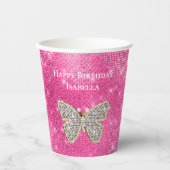 Pink Sparkle Jewele Butterfly Pappbecher (Vorderseite)