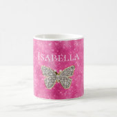 Pink Sparkle Jewele Schmetterling Name Kaffeetasse (Mittel)