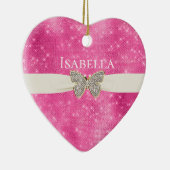Pink Sparkle Jewele Schmetterling Name Keramik Ornament (Rechts)