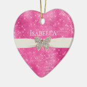 Pink Sparkle Jewele Schmetterling Name Keramik Ornament (Links)