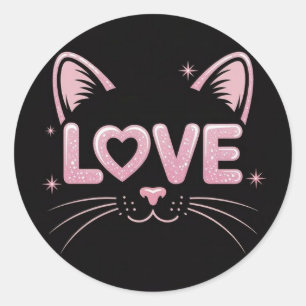 Pink Sparkle Katze Runder Aufkleber