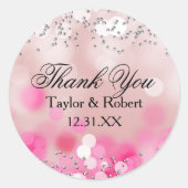 Pink Sparkle Lights Danke Aufkleber (Vorderseite)