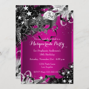 Pink Sparkle Magical Night Masquerade Party laden Einladung