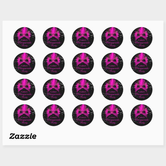 Pink Sparkle Masquerade Party Sticker (Blatt)