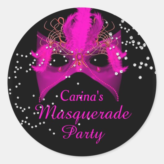 Pink Sparkle Masquerade Party Sticker (Vorderseite)