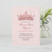 Pink & Sparkle mit Glittery Crown Geburtstag Einladung (Stehend Vorderseite)