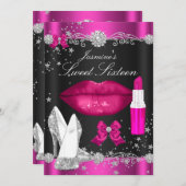 Pink Sparkle Night Sweet 16 Einladungen (Vorne/Hinten)