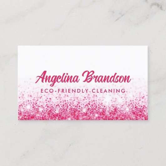 Pink Sparkle Öko Cleaning Service Housekeeping Visitenkarte (Vorderseite)
