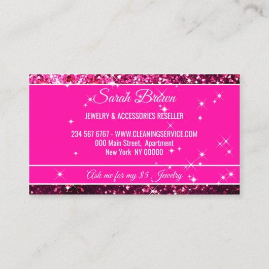 Pink Sparkle Pink Glitz Glam Starlust Licht Visitenkarte (Rückseite)