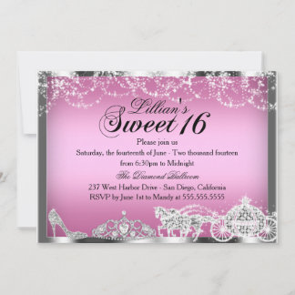 Pink Sparkle Princess Thema Sweet 16 Einladung