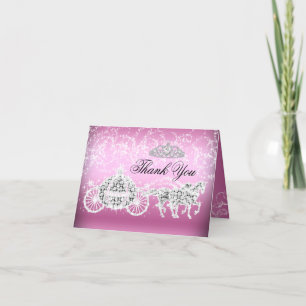 Pink Sparkle Princess Theme Thank You Card Dankeskarte