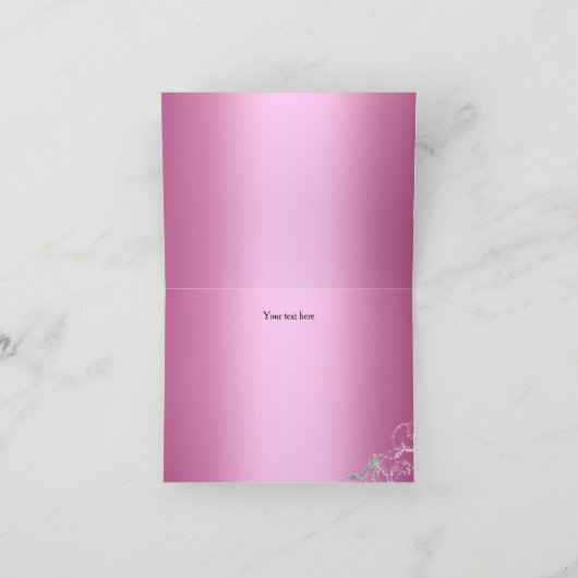 Pink Sparkle Princess Theme Thank You Card Dankeskarte (Innenseite)