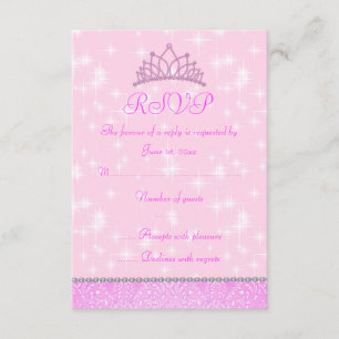 Pink Sparkle Prinzessin RSVP Karte