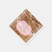 Pink Sparkle Pumpkin Herbst Rustikale Holzleuchten Serviette (Ecke)