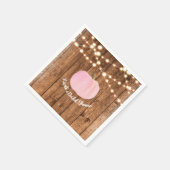Pink Sparkle Pumpkin Herbst Rustikale Holzleuchten Serviette (Ecke)