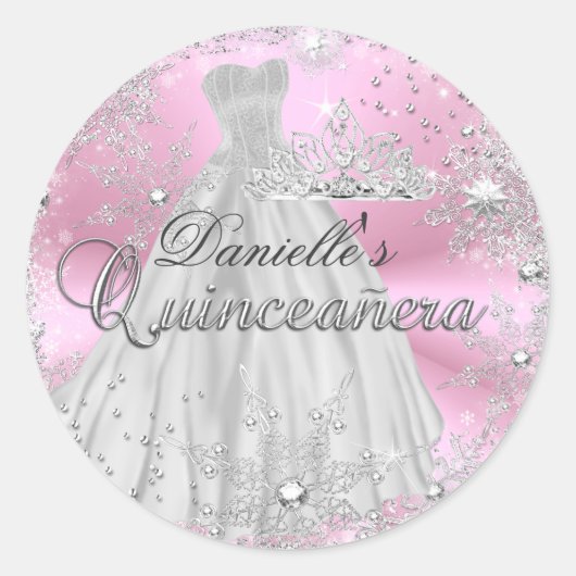 Pink Sparkle Snowflake Quinceanera Sticker (Vorderseite)