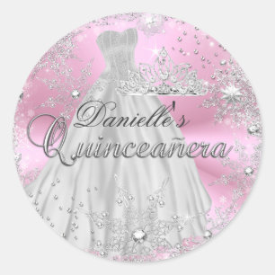 Pink Sparkle Snowflake Quinceanera Sticker