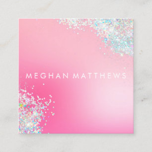 Pink Sparkle Stylist Square Business Card Quadratische Visitenkarte