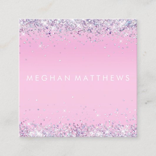 Pink Sparkle Stylist Square Business Card Quadratische Visitenkarte (Vorderseite)