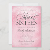 Pink Sparkle Sweet 16 Einladung (Vorderseite)