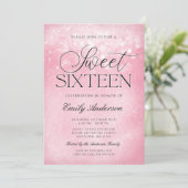 Pink Sparkle Sweet 16 Einladung (Stehend Vorderseite)