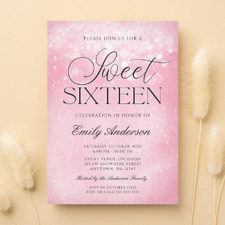 Pink Sparkle Sweet 16 Einladung