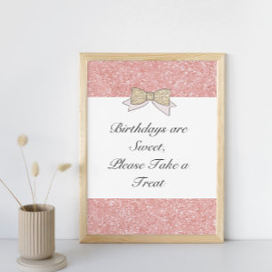 Pink Sparkle Sweet 16 Geburtstagsparty Sign Poster